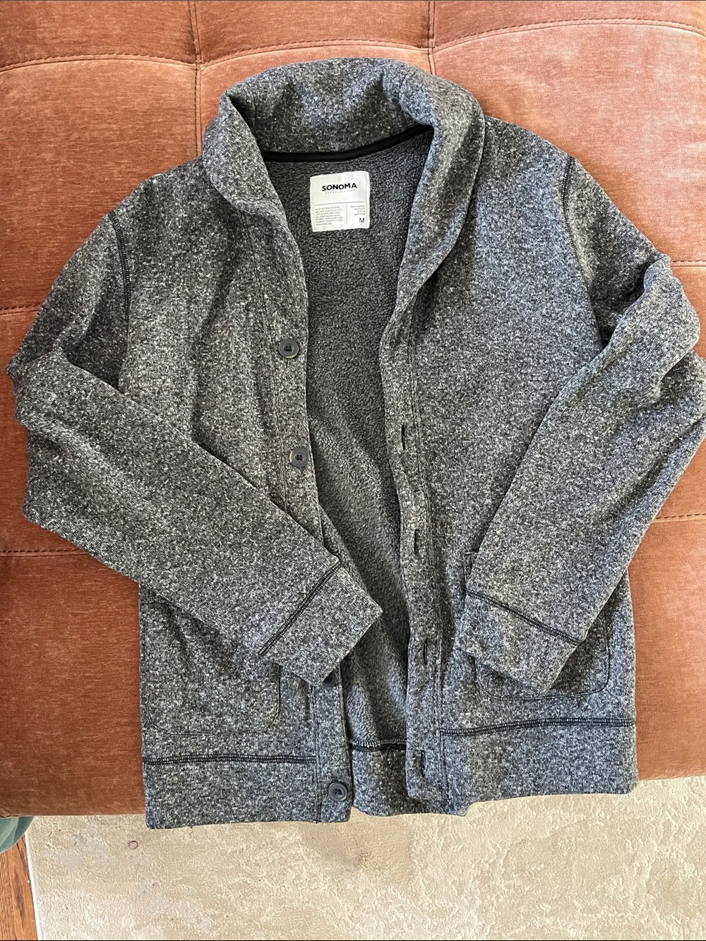 Sonoma Gray Shawl-Collar Cardigan Jacket